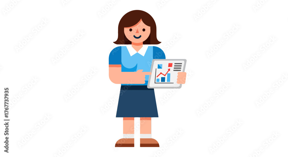 Obraz premium Businesswoman Presenting Data Visualization on Tablet Displaying Financial Trends and Growth