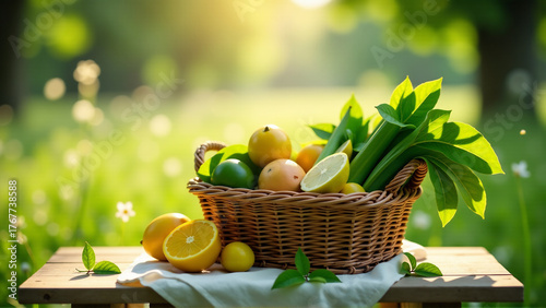 Wallpaper Mural Woodland Harvest: Dappled Light on Wild Flora Basket Torontodigital.ca