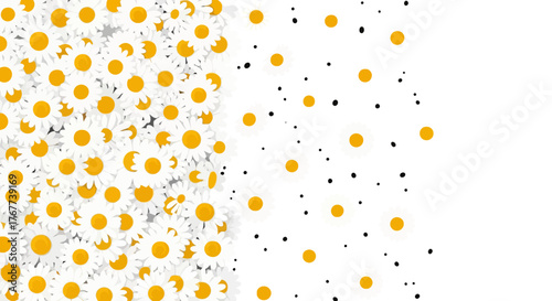 Daisies abundance blossoming into abstract art on a pristine white backdrop creating a serene and