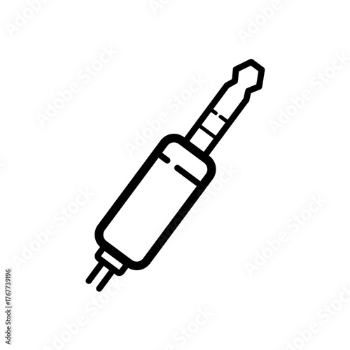 audio jack plug connector -  line vector icon