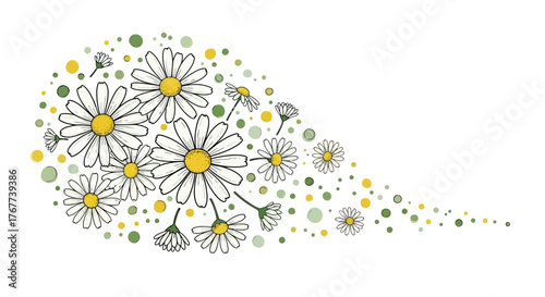 Daisy arrangement with soft color palettes creating a breezy and peaceful sensation, suitable for