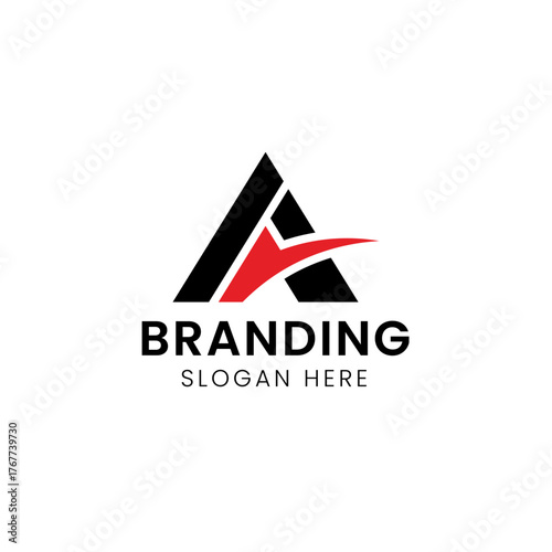 Typography Letter A swoosh logo