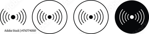 Wireless signal icon collection, wifi connection, network communication, radio waves, digital technology, connectivity concept, data transmission, and internet access design