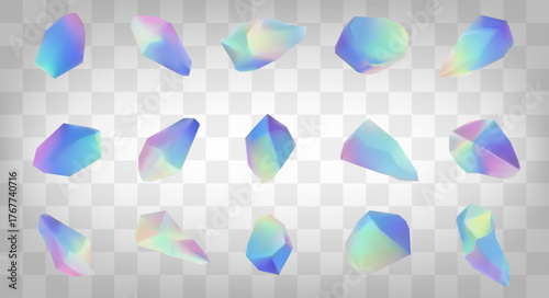 stunning set Holographic Crystal Elements With their vibrant neon gradients and dreamy iridescence, these gems are perfect for leveling social media graphics, flyers, or fantasy art