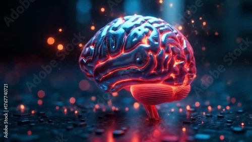 Wallpaper Mural Futuristic Artificial Intelligence Brain Animation with Glowing Neural Network Torontodigital.ca