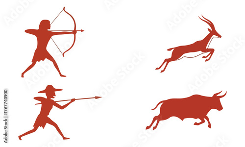 Ancient Culture Vector collection featuring tribal art, prehistoric silhouettes, natural symbols, and archaeological elements. Perfect for history illustrations, cultural projects, educational materia