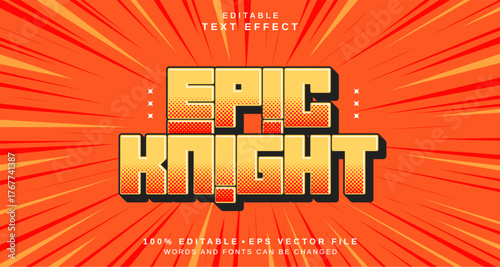 Editable text style effect - Epic Knight text style theme.