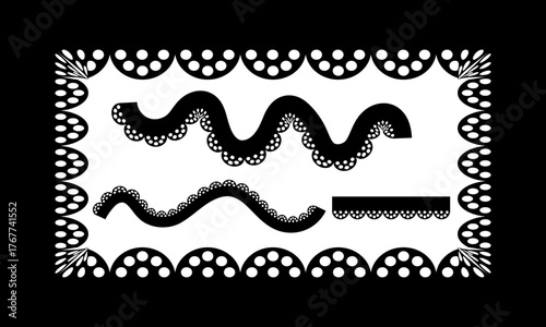 A simple vector lace brush for decoration. Rectangular frame and wavy lines.