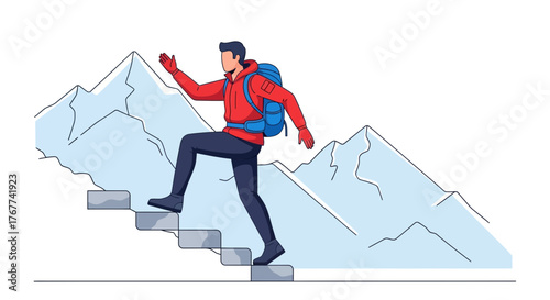 A Person Climbing Snowy Mountains Shows Determination, Adventure, And The Thrill Of Climbing