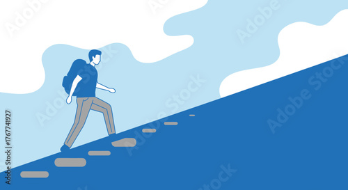 A Person Climbing Steps Symbolizing Growth, Achievement, Journey, And Progress