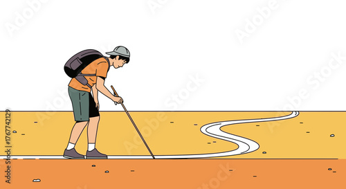 A Person Drawing A Path On The Ground Shows The Concept Of Guidance And Development