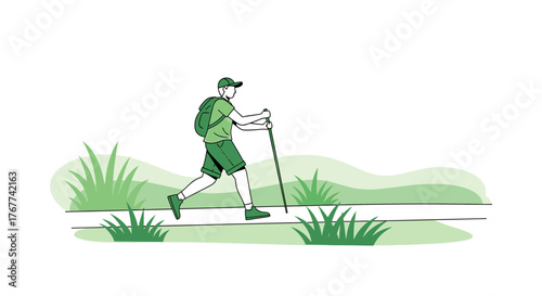 A Person Enjoying Nature While Hiking in the Open Air: Energetic Activity