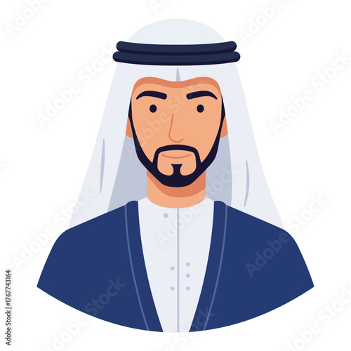 Emirati Saudi Arab Man Avatar Traditional Dress Portrait Icon