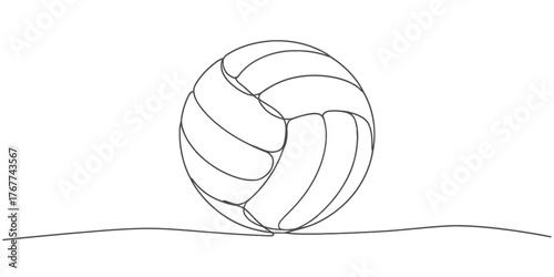 Elegant volleyball illustrated with a single continuous line art style minimalist sketch vector