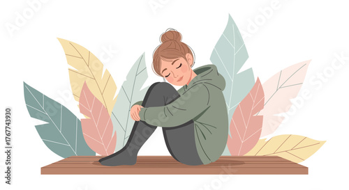 A Person In a Peaceful State Of Mind, Embracing Solitude And Tranquility Outdoors