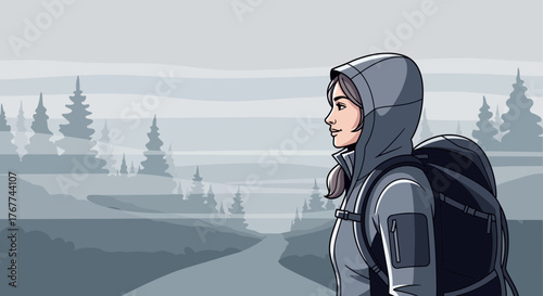 A Person Hiking Through A Serene Landscape, Adventure, And The Outdoors