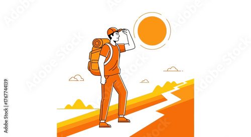 A Person on a Journey Looking Towards a Bright Future Filled with Adventure