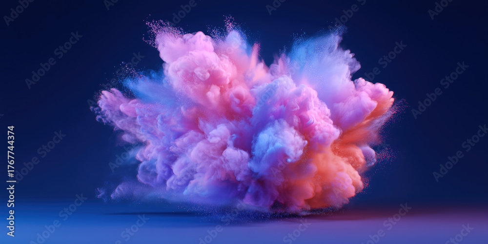 Obraz premium Colorful powder explosion spreading on a dark background