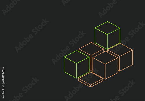 Abstract Geometric Cubes Illustration on a Dark Background A Modern and Minimalist Design Concept