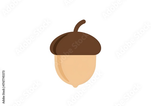 Stylized Acorn Icon with Brown Cap and Beige Body on White Background