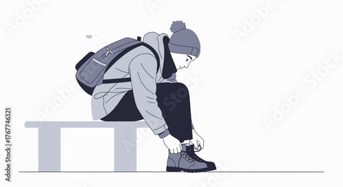 A Person Sitting On A Bench Lacing Up Boots Ready For An Adventure