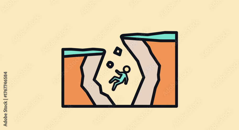 Abstract Illustration of Falling Man, Depicting Crisis, Predicament, and Disaster