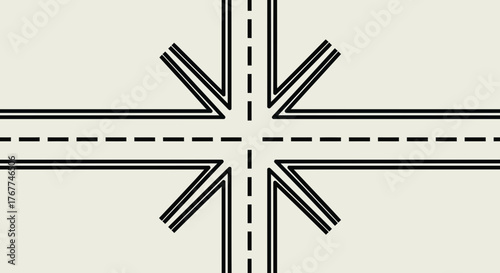 Abstract Geometric Road Intersection Design On Neutral Background For Creative Concepts