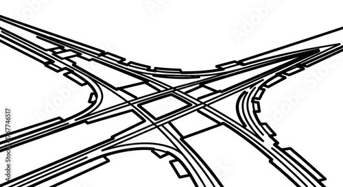 Abstract Highway Interchange Design Featuring Intersecting Roadways And Modern Transportation