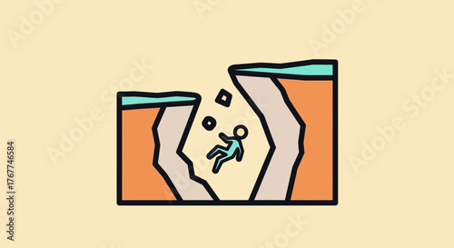 Abstract Illustration of Falling Man, Depicting Crisis, Predicament, and Disaster