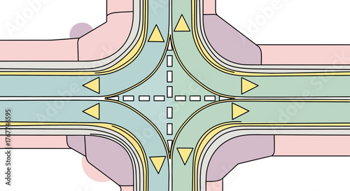 Abstract Illustration of Intersection Design And Architectural Elements And Road Navigation