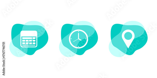 Minimalist Calendar, Time, and Pin Icons for Web Design