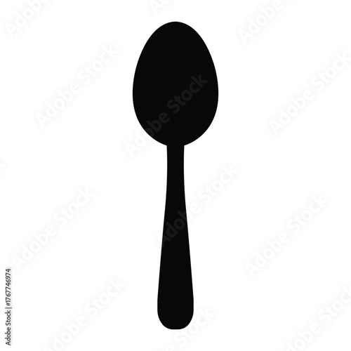 Simple black spoon icon silhouette minimalist utensil design for food and dining graphics