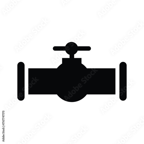 Simple silhouette icon of a pipeline valve industrial plumbing system engineering concept clean design