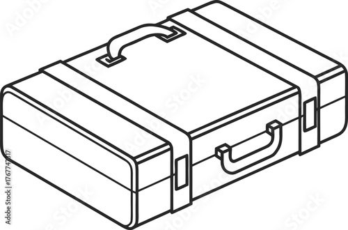 Black plastic safety case vector illustration of a locked business briefcase container
