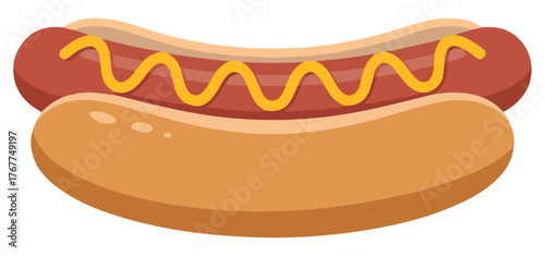 classic hot dog with mustard illustration