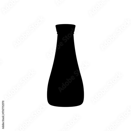 Soy sauce bottle silhouette vector flat design on white background.