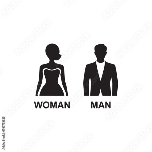 Simple restroom signs depicting a woman and a man silhouette