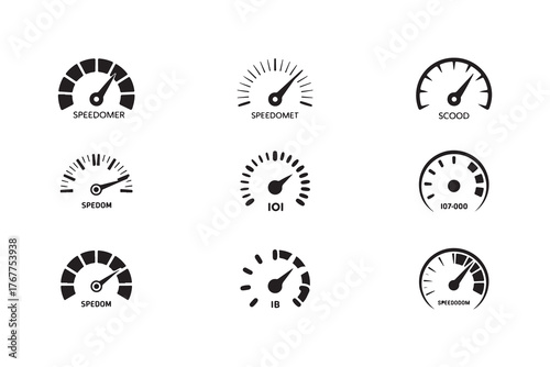 Speedometer icon, fast speed sign, speed indicator sign,  car speed measurement, vector illustration EPS.