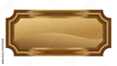 A shiny golden nameplate isolated on white background, perfect for adding a touch of elegance and sophistication to any design or presentation