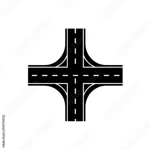 Crossroads Intersection Road Icon - Transportation, Junction, and Decision Making
