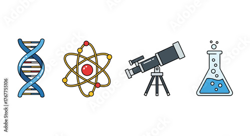 Illustrative representation of diverse scientific disciplines and laboratory equipment