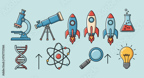 Science and exploration vector illustration for educational or scientific purposes