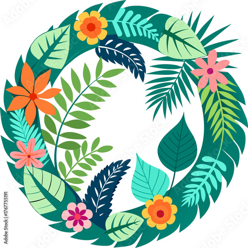 Floral Mandala: A vibrant and intricate floral mandala blooms with diverse leaves and delicate petals, creating a visually captivating composition. 