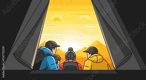 Adventures Unfold: Watching Sunrise With Friends Inside The Camping Tent