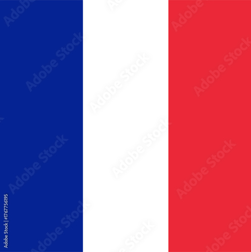French national flag with vertical blue white and red stripes Keywords: France, flag, national, symbol, patriotism, republic