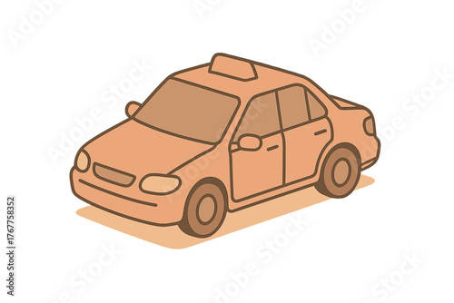 Isometric view of a generic sedan taxi cab vehicle for urban transportation services