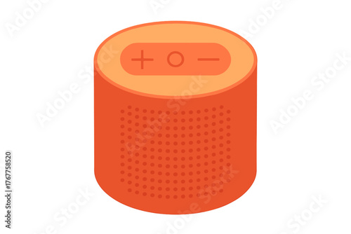 Vibrant orange cylindrical wireless portable speaker with control buttons