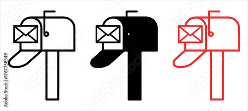Minimalist Mailbox or Letter Box Icon Vector Outline. Ideal as a Logo or Sign for Post Service, Email Communication, Message, and Delivery Apps.