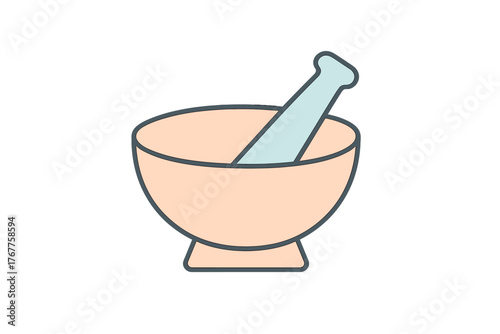 Traditional mortar and pestle used in kitchens and pharmacies for crushing ingredients
