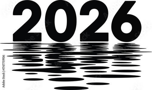 A modern bold typography design of the year 2026 with a water ripple effect